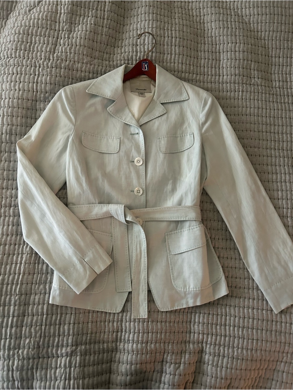 Faconnable Light Sage Utility Belted Jacket - Women